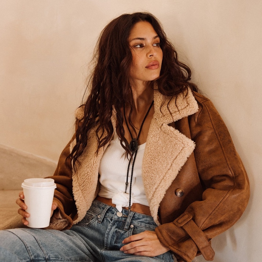 12th Tribe Avery Vintage Wash Sherling Coat Size MM